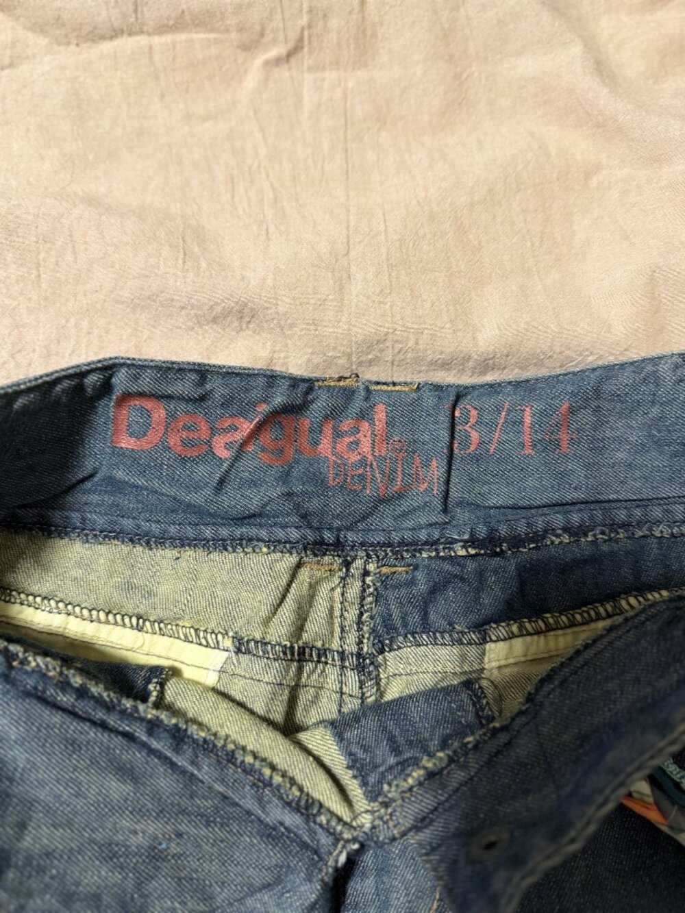 Denim Girls Desigual pants jeans with flowers and belt size 13/14 - Picture 3 of 7